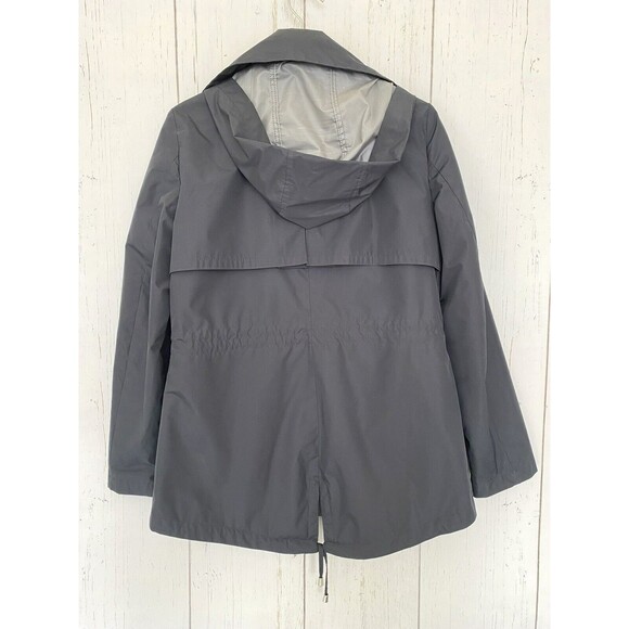 Nautica Women's Rain Utility Jacket Navy Blue Silver Full Zip Hooded Coat Size M - Picture 2 of 7